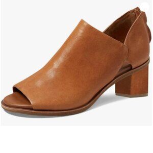 YDN Chocolate Peep Toe Low Chunky Heels Back Zipper Sandal Ankle Boots